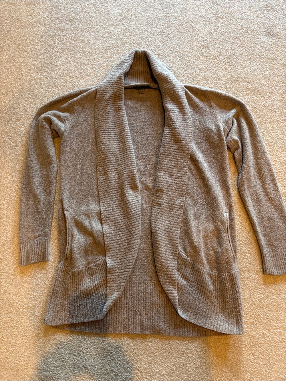 Barefoot Dreams Open-Front Shawl Collar Cardigan - Taupe